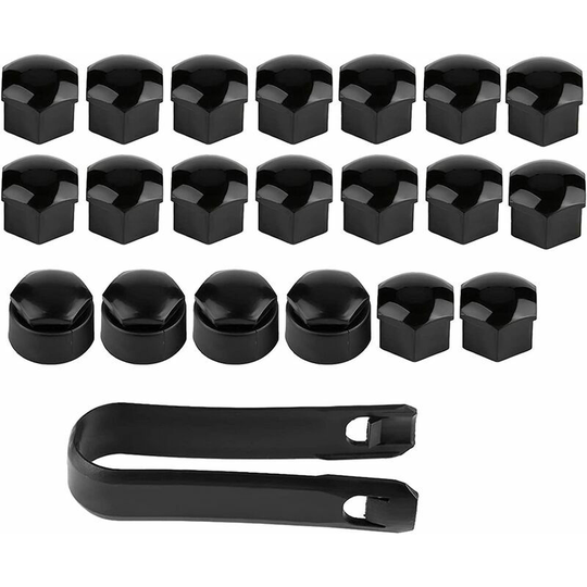 MUFF 17mm Wheel Nut Caps, 20pcs 17mm Car Wheel Nut Auto Hub Screw Protection Anti-theft Cap with Removal Tool Set for (Black)