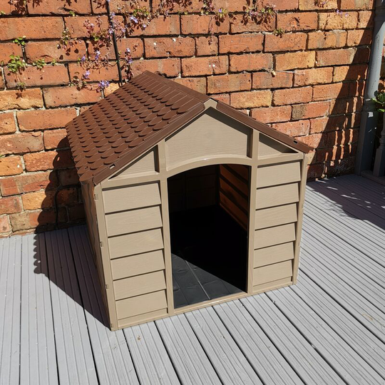 Plastic Dog Kennel / House in Brown Garden Patio ð 71cm x 71cm x 68cm