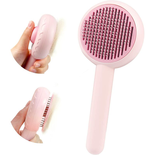 Cat Brush Dog Brush for Shorthair and Longhair - Self-Cleaning Cat Dog Brush for Removing Loose Undercoat and Mats, Donut Cat Hair Brush for Pet