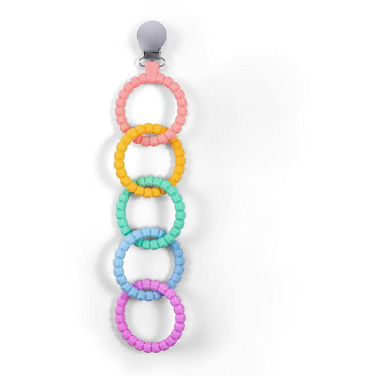 Baby Teething Toys - Silicone Baby Teether Link with Pacifier Clip - Chew Toy Rings for Infant & Toddler - Food Grade Silicone Anti-Drop