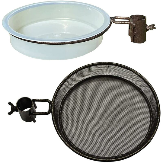Water Dish, Mesh Seed Dish & Bracket Set for Selections Metal Bird Feeding Stations