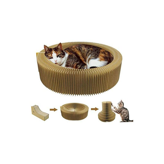 Denuotop - Cat Scratching Post 50 cm Cardboard High Density Foldable and Portable Perfect for your sofa and your cat's comfort, well-being and claws