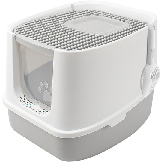 Lifcausal - Large Fully Enclosed Cat Litter Box Front Entry Top Exit Cat Potty Toilet with Lid Litter Scoop