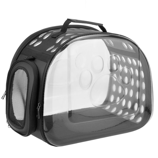 Transparent plastic pet carrier. Travel bag for transporting pets cat and dog 30x44x35 cm - Citybag