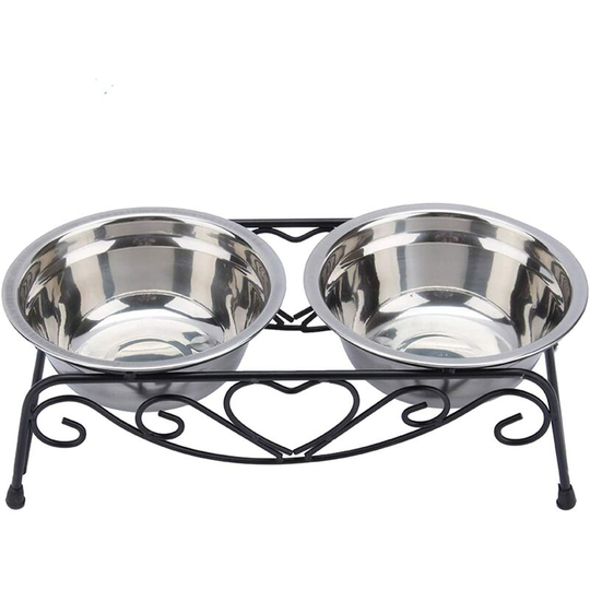 Dog Bowl Holder, Double Bowl with Non-Slip Stand Stainless Steel Cat and Dog Bowl - Readcly