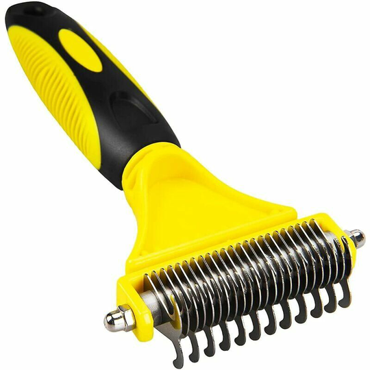 Pet Dematting Comb, 2-Sided Undercoat Rake Grooming Tool for Cats, Dogs, Ergonomic Dematting Comb