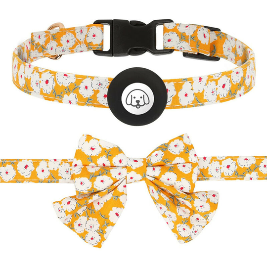 Cats Collar, for Apple Airtag Adjustable Cats Collar Pet Collar for Kitten, Puppy, Yellow, 1 piece