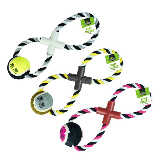 Large Dog Pet Puppy Rope Tennis Ball Throw Tugger