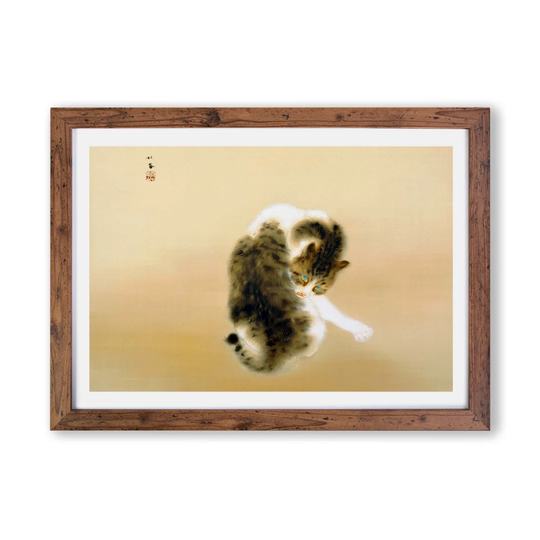 'Cat Grooming Itself' by Takeuchi Seiho - Picture Frame Painting Print on Paper