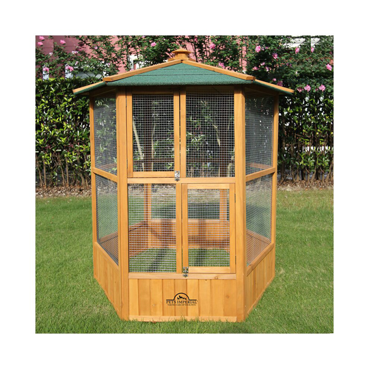 Pets Imperial Stunning Wooden Bird Aviary Hexagonal Design