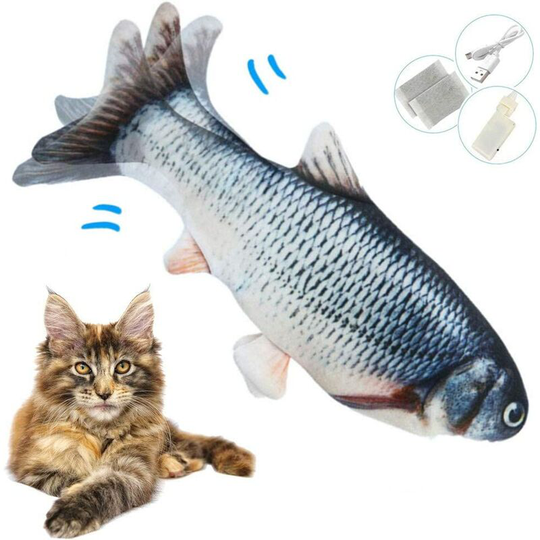 Electric Toy Fish, Electric Catnip Fish, usb Cat Toy Fish with Catnip for Cats and Kittens, Interactive Cat Toys for Play, Bite, Chew and Kick