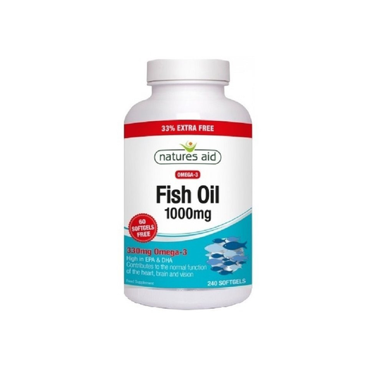Natures Aid Fish Oil 1000mg 240 Softgels 33% Extra