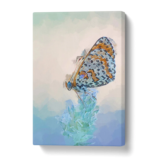 'Butterfly Perched Upon a Flower' Graphic Art on Wrapped Canvas