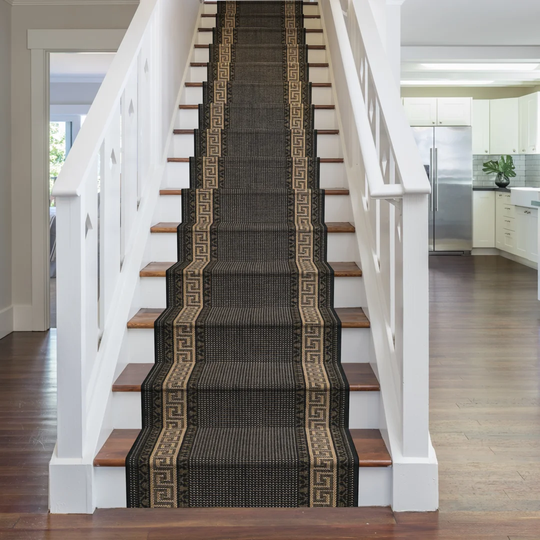 Almazan Flatweave Black Stair Runner