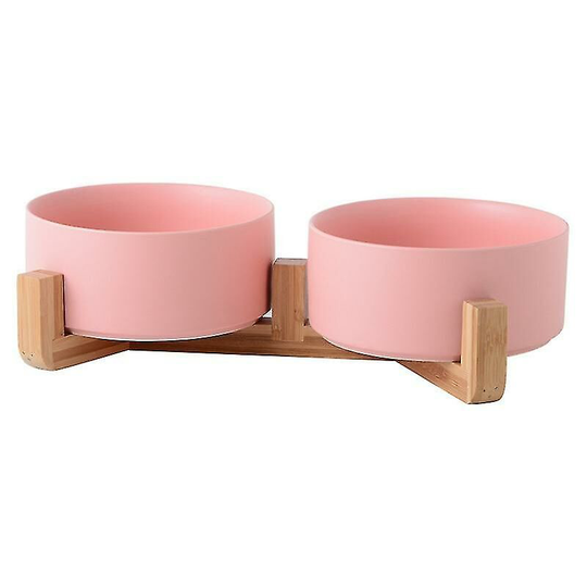 Ceramic Pet Bowl Puppy Feeding Supplies Dog Food Water Feeder Pink