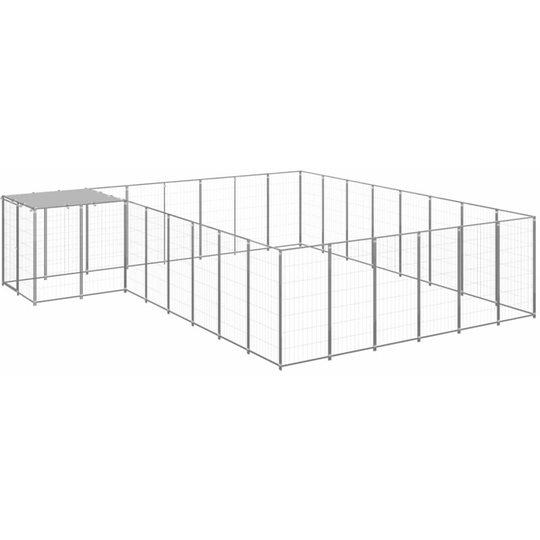 Dog Kennel Silver 15.73 m² Steel Vidaxl Silver