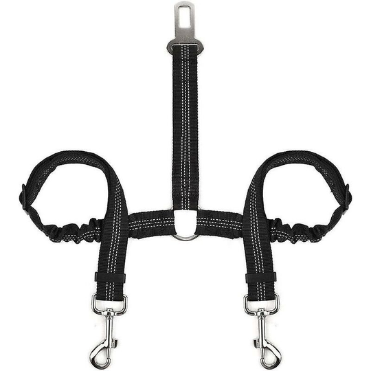 Joorrt - Double Dog Seat Belt, Adjustable Double Pet Seat Belt with Elastic Bungee and Reflective Tape No Ta