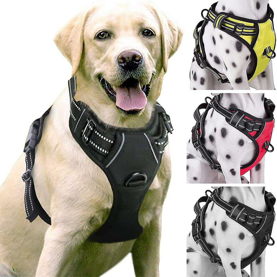 Adjustable Padded No-Pull Dog Harness for Pet Training or Walking Large Dogs Black (l)