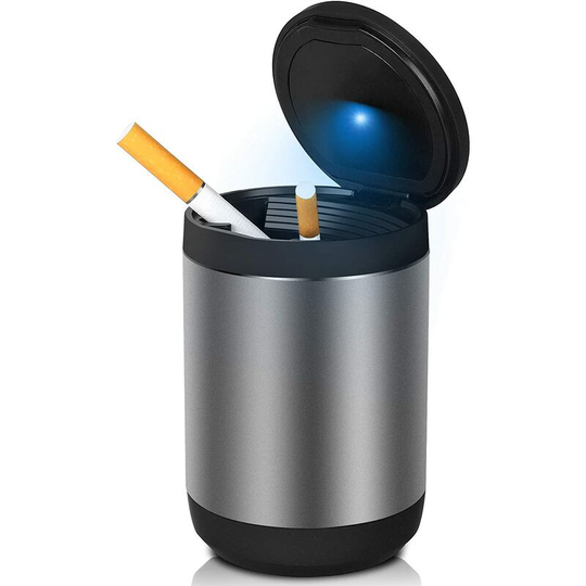 Osqi - Car Cup Ashtray with Lid and led Light, Ideal Decorative Cigar Travel Ash Bucket Outdoor Cigarette Ashtray Car Trash Can