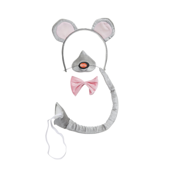 Bristol Novelty Unisex Mouse Ears Nose Bow Tie And Tail Set With Sound