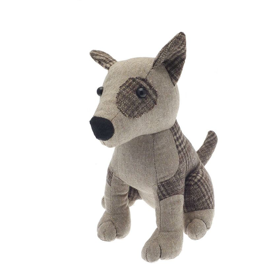 Dog Door Stop Natural Brown Chequered Novelty Door Stopper 1KG - Natural