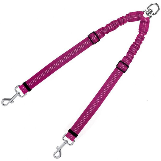 Double Dog Leash, Dual Use Pet Walking Leash and Safety Seat Belt 360° Rotation Adjustable Lead Belt-Purple - Thsinde