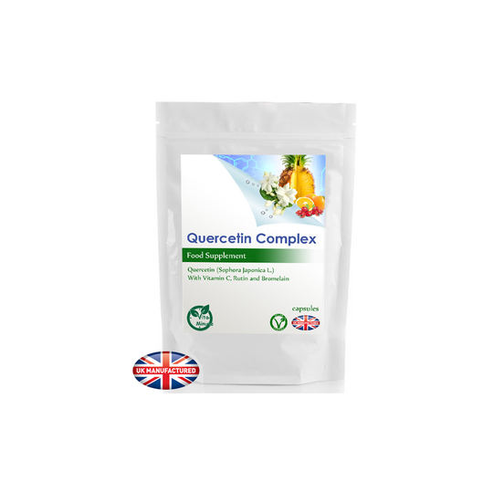 Quercetin - 30 Capsules - Bromelain, Vitamin C, Rosehip, Rutin, UK (V)