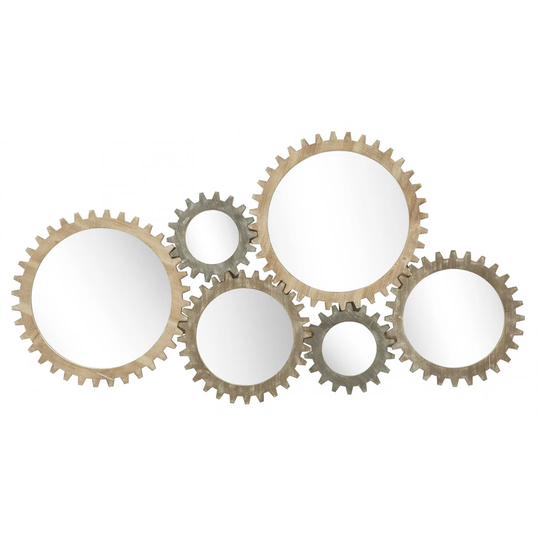Segundo Round Metal Framed Wall Mounted Accent Mirror Set in Gold/Gray