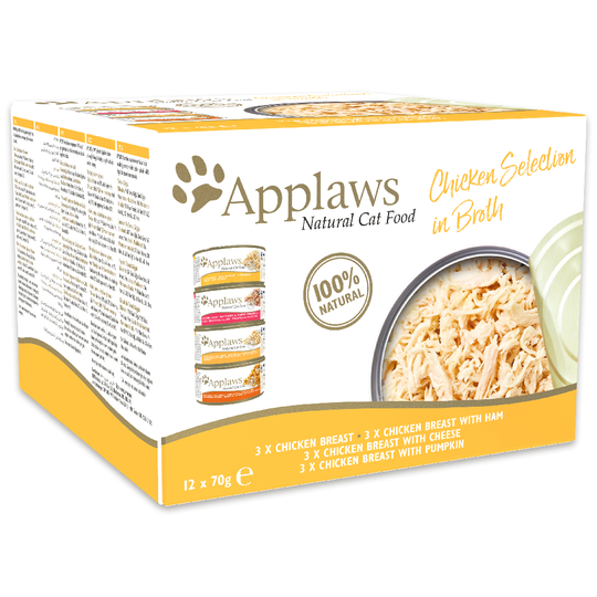 Applaws Wet Cat Food Mixed Mega Pack 48 x 70g - Chicken Collection in Broth