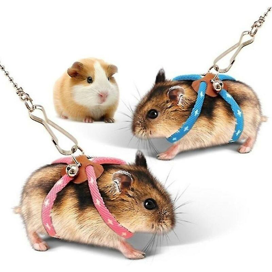 Joorrt - Adjustable Small Pet Harness Leash Hamster Mice Parrot Traction Rope With Bell&Light Blue