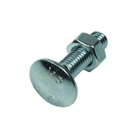 Unifix - M10 x 100mm Coach Bolts With Nuts - Pack of 5 - Silver