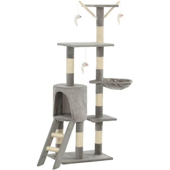 Cat Tree with Sisal Scratching Posts 138 cm Grey Vidaxl Grey