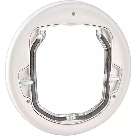 Joorrt - Plastic 4-Way Cat Dog Small Pet Round Latch Door Clear Flap Unique Waterproof Brush Edge Mini Durable,White