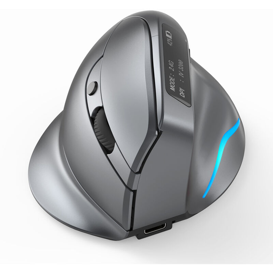F-26C Rechargeable display dual-mode wireless mouse with silent 2.4GHz bt gray - Zelotes