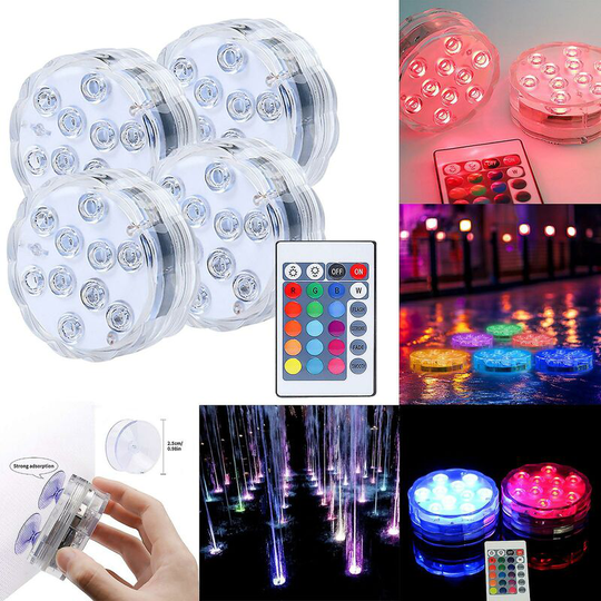Thsinde - 4pcs Waterproof Remote Control Swimming Pool Lighting Decoration Lamp