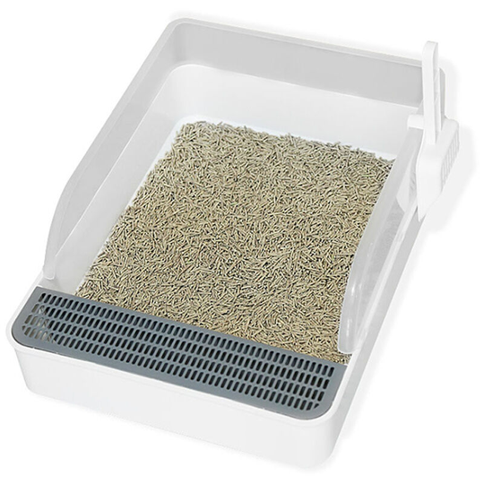 Semi-Enclosed Cat Litter Box Detachable Anti-Splash Non-Sticky Kitty Litter Tray Cat Toilet with Litter Scoop
