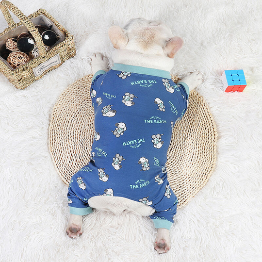 Benobby Kids - Pet dog clothes four-legged clothes pajamas pugs pugs small dogs one-piece clothes cartoon blue (m), suitable for puppy girls and