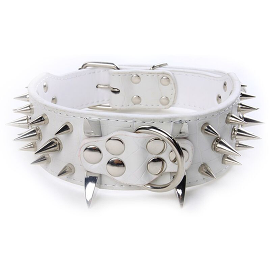 Pet Artist Luxurious Leather Studded Dog Collar With Pointed Spikes, Anti-biting Collar For Dogs