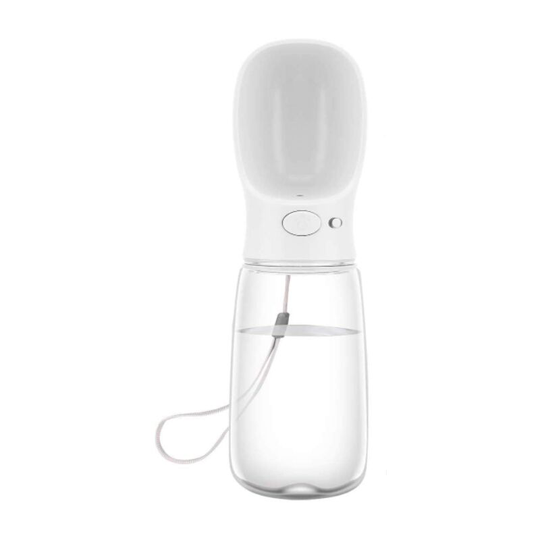 Portable Dog Water Bottle, Dog Walking Travel Bottle Puppy Water Leak Proof Drinking Dispenser 550ml White - Muff