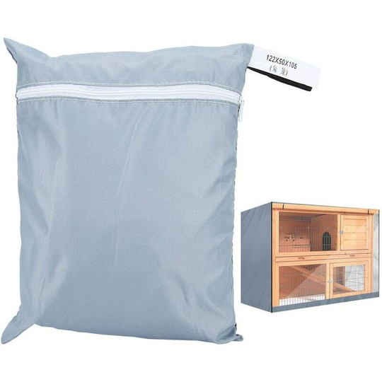 Anti-dust cover for rabbit hut - Double layer accessory in oxford fabric waterproof, anti-dust and windproof for poultry cage (gray)
