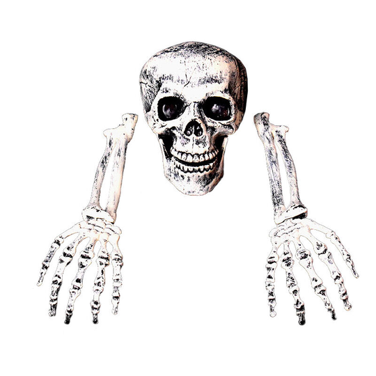 FVO - 3Pcs Halloween Skeleton Decorations Spooky Skull Hand and Head Set Scary Plastic Skull Skeleton Decors Realistic Bones for Indoor Outdoor