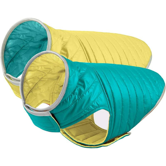 Double-sided dog jacket cold and warm weather for puppy, waterproof clothes for small dogs (yellow and blue, xs)