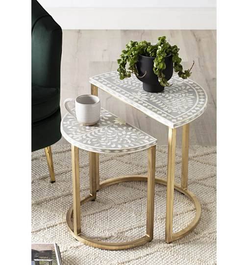 Sylvan Inlay Half Moon End Tables
