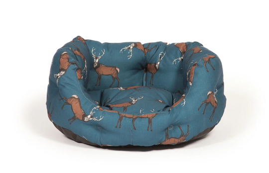 Woodland Stag Deluxe Slumber Pet Bed in Midnight Blue