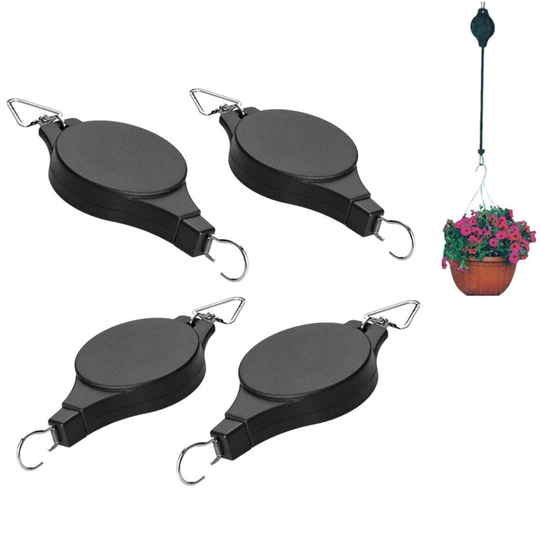 4Pcs Retractable Plant Pulley Adjustable Hanging Flower Basket Hook Hanger for Garden Baskets Pots and Birds Feeder Hanging Basket Indoor O