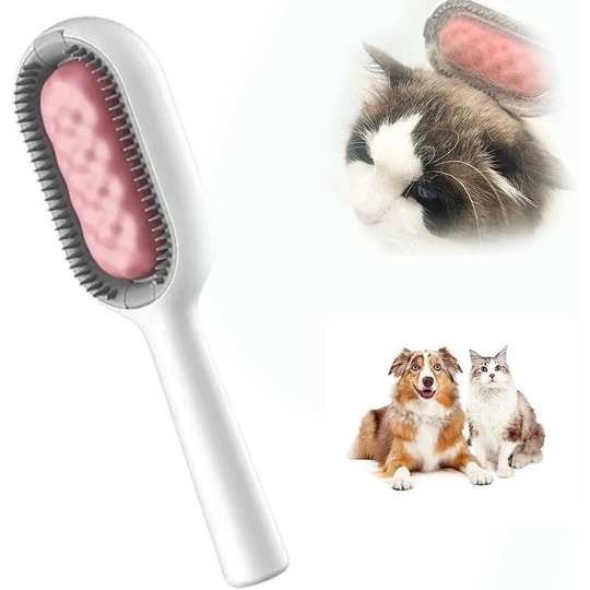 Cat Brush for Long Hair, 4 in 1 Universal Cat Silicone Brush, Ultra Soft Silicone Washable Pet Brush, Reusable Magic Clean Brush, Pink, Long Hair