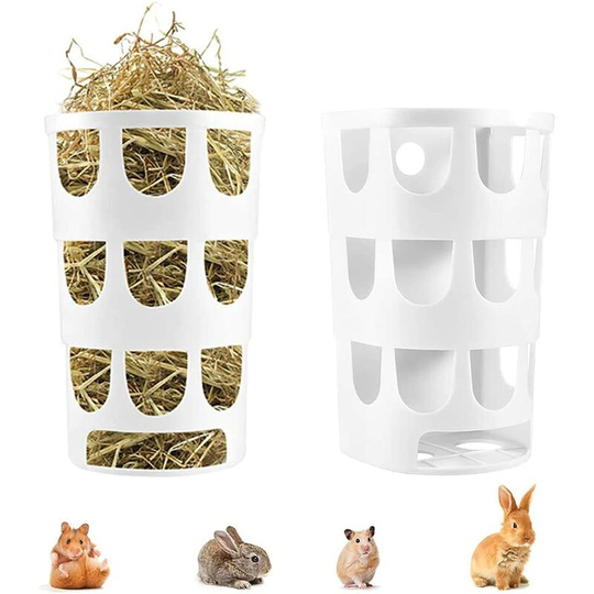 Hiasdfls - 2 Pieces Grass Feeder, Hay Feeder, Rabbit Hay Feeder, Food Dispensers Plastic Bowl Hangable Eating Porous, for Guinea Pig, Chinchilla,