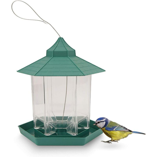 Bird Feeder, Outdoor Bird Feeder, Hanging Bird Feeder, Large Capacity Waterproof Hexagonal Garden Hanging Wild Bird Seed Feeder (Green)