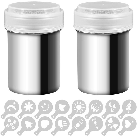1 piece stainless steel sieves for pulverizing coffee, cocoa, cinnamon powder, with 16 different pattern lids