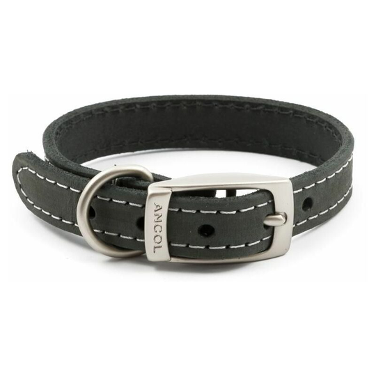 Ancol - Timberwolf Leather Dog Collar [btp] (20-26cm) (Grey) - Grey